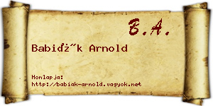 Babiák Arnold névjegykártya